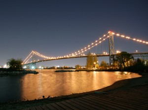 Ambassador Bridge at night